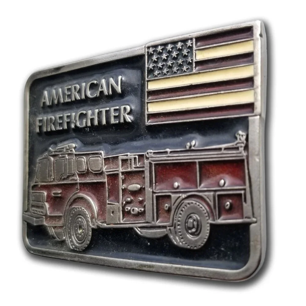 Vintage Belt Buckle American Fire Fighter Fire Department Fire House Fire Engine